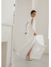 Long Sleeves Ivory Chiffon Slit Beach Wedding Dress Long Sleeves Ivory Chiffon Slit Beach Wedding Dress